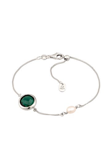 ELLI PREMIUM Armband Süßwasserzuchtperle Quarz Grün 925 Sterling Silber Silber