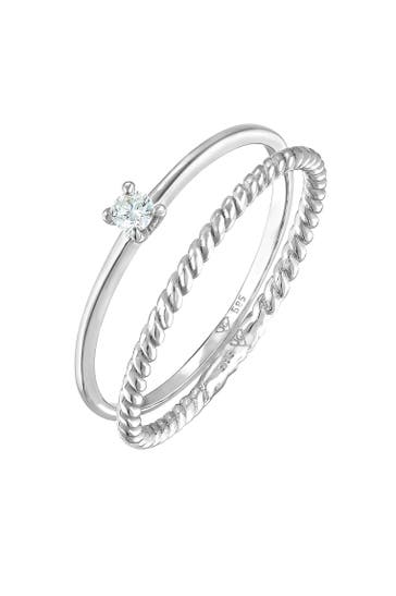 ELLI DIAMONDS Ring Diamant (0.06 ct) Solitär Bandring 585 Weißgold Silber