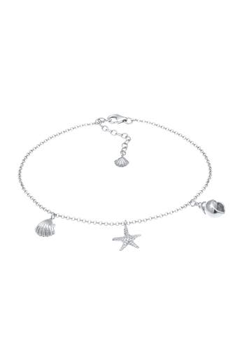 ELLI Fusskettchen Fußkette Muschel Seestern Anhänger 925 Silber Silber