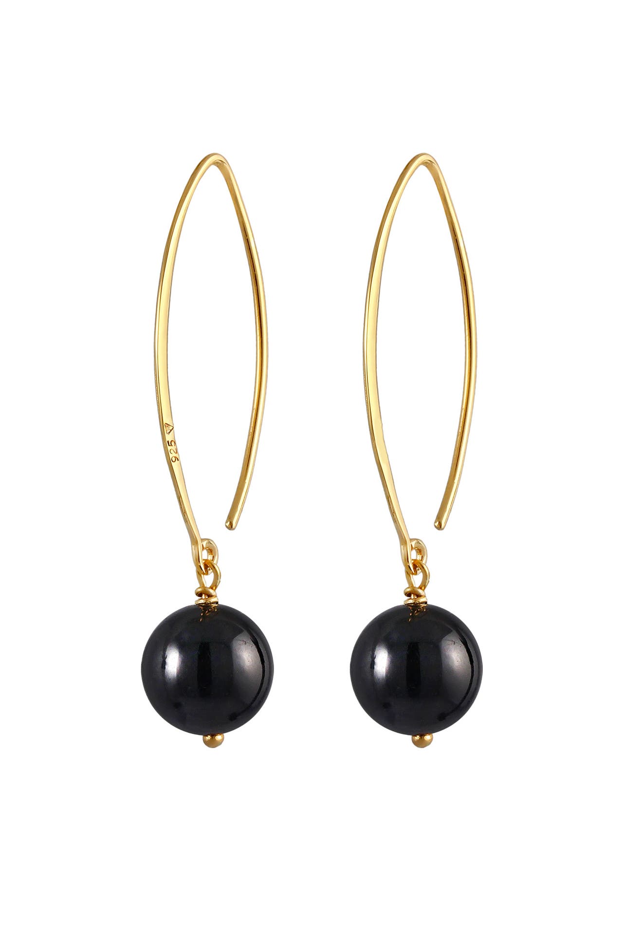 NENALINA Ohrringe Ohrhänger Onyx-Kugel 925 Silber Gold, Bild 1