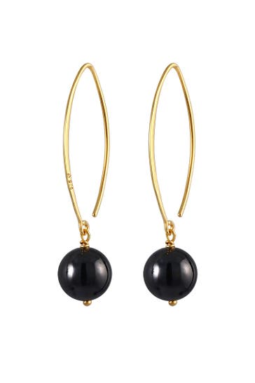 NENALINA Ohrringe Ohrhänger Onyx-Kugel 925 Silber Gold