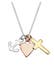 Kette Tri-Color Anker Herz Kreuz 925 Sterling Silber Bunt