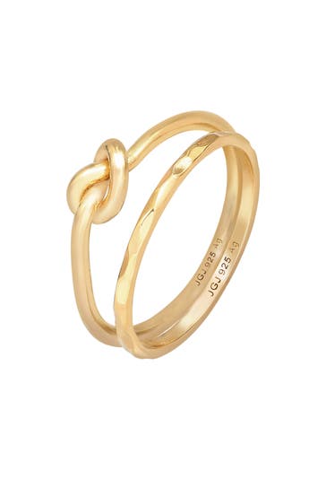ELLI Ring Knoten Verknotet Trend Basic 2er Set 925 Silber Gold