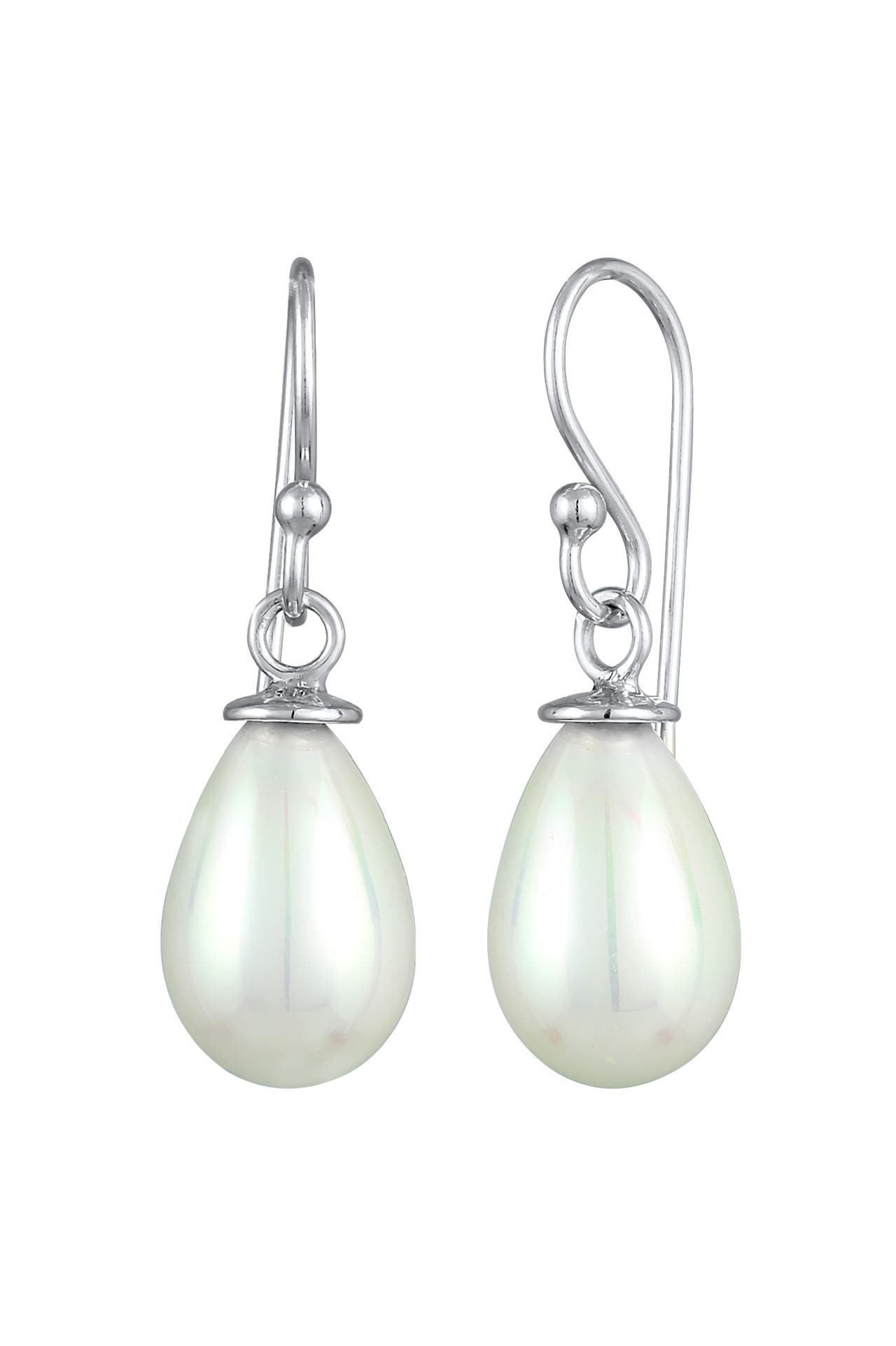NENALINA Ohrringe Hänger Muschelkernperle Oval Klassisch 925 Silber Silber, Bild 1