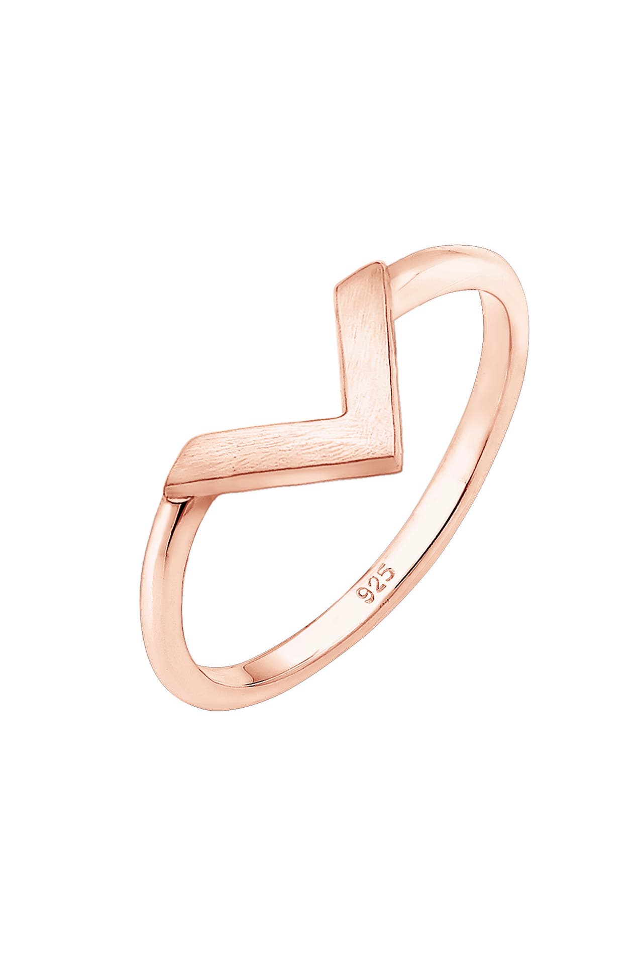 ELLI Ring V-Form Matt Basic 925 Silber Rosegold, Bild 1