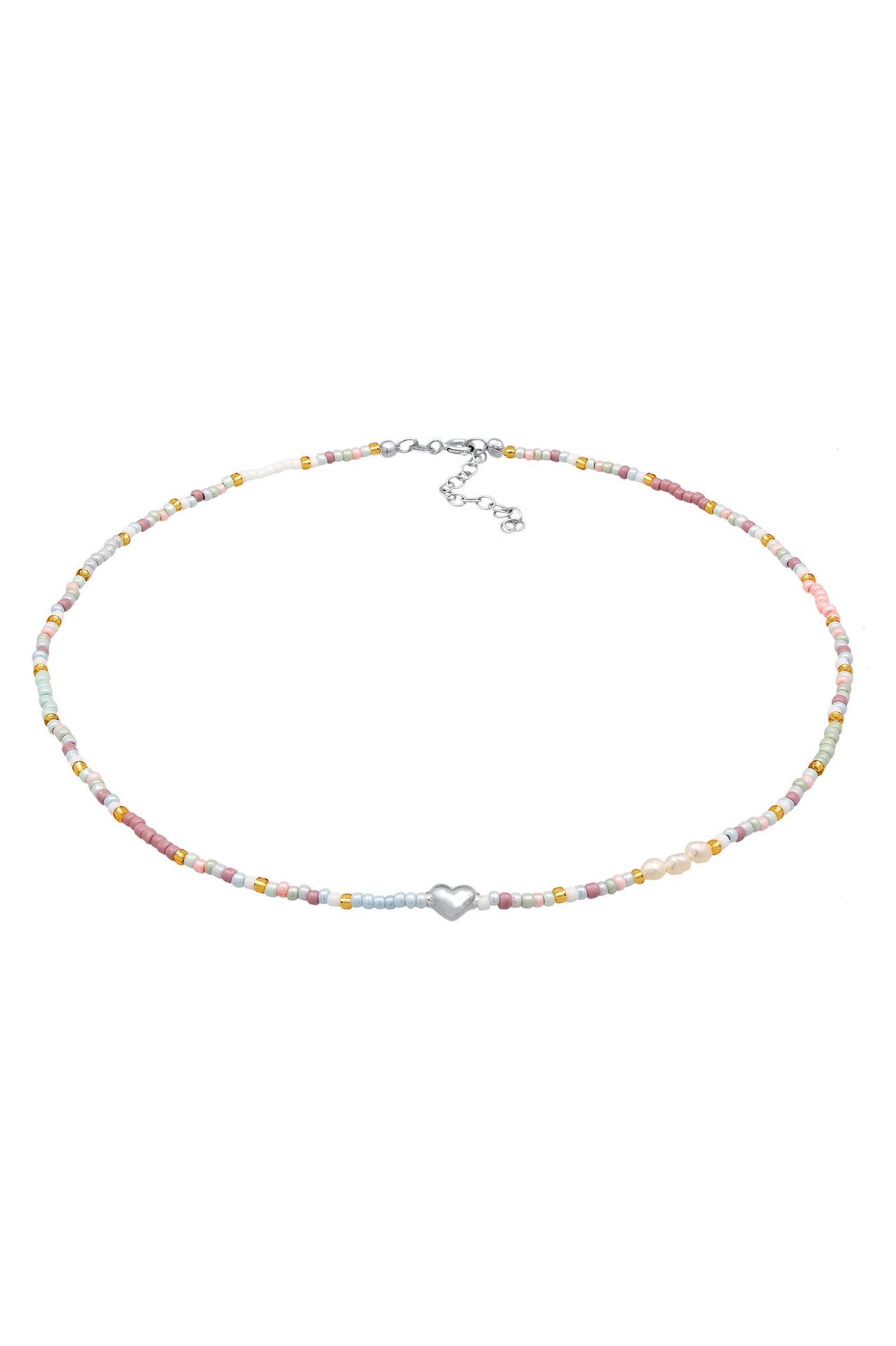 ELLI Kette Choker Herz Glas Beads Sommer Style 925 Silber Silber, Bild 1