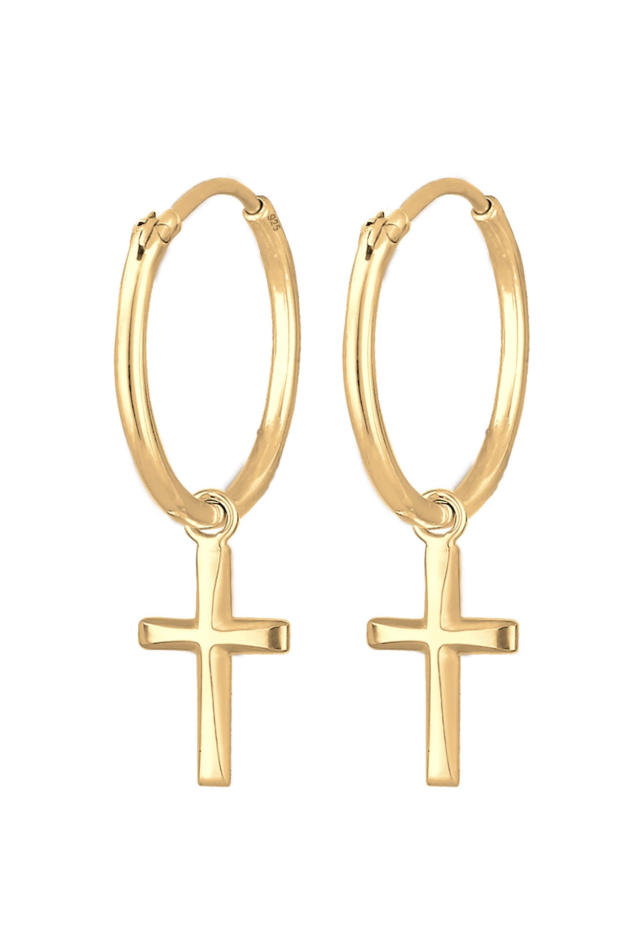 ELLI Ohrringe Creolen Hänger Kreuz Religion 925 Silber Gold, Bild 1