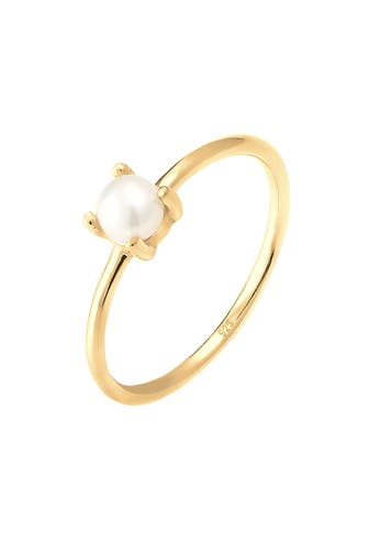 ELLI Ring Süßwasserperle Weiß Rund 925 Sterling Silber Gold