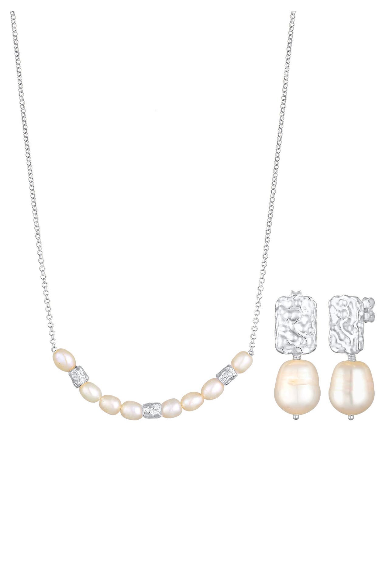 ELLI PREMIUM Schmuckset Süßwasserperlen Barock Elegant 2er Set 925 Silber Silber, Bild 1