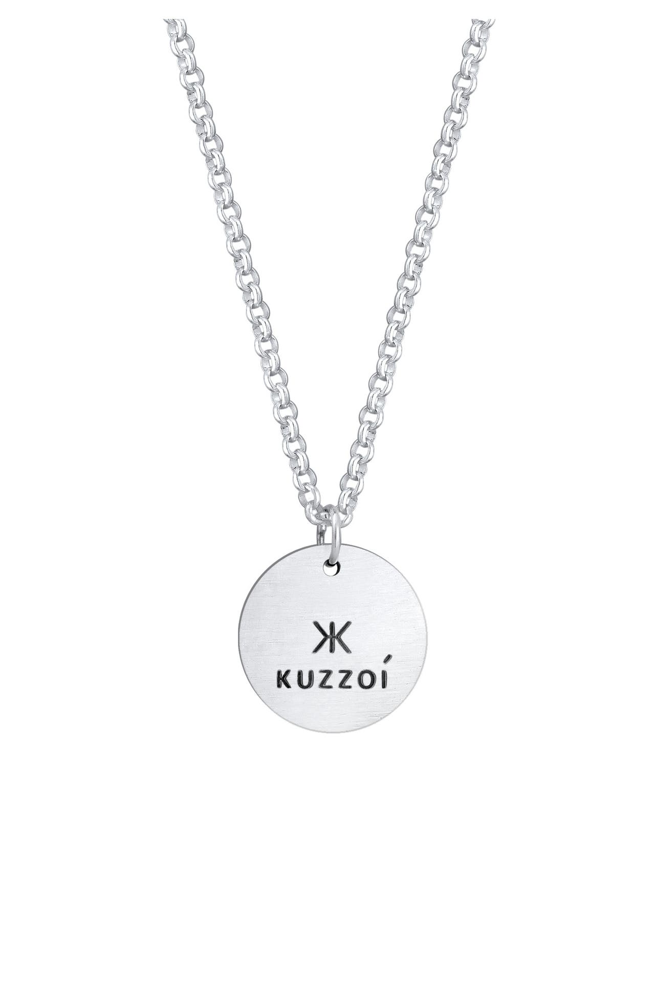 KUZZOI Kette Herren mit Coin Anhänger Massiv matt 925 Silber Silber, Bild 1