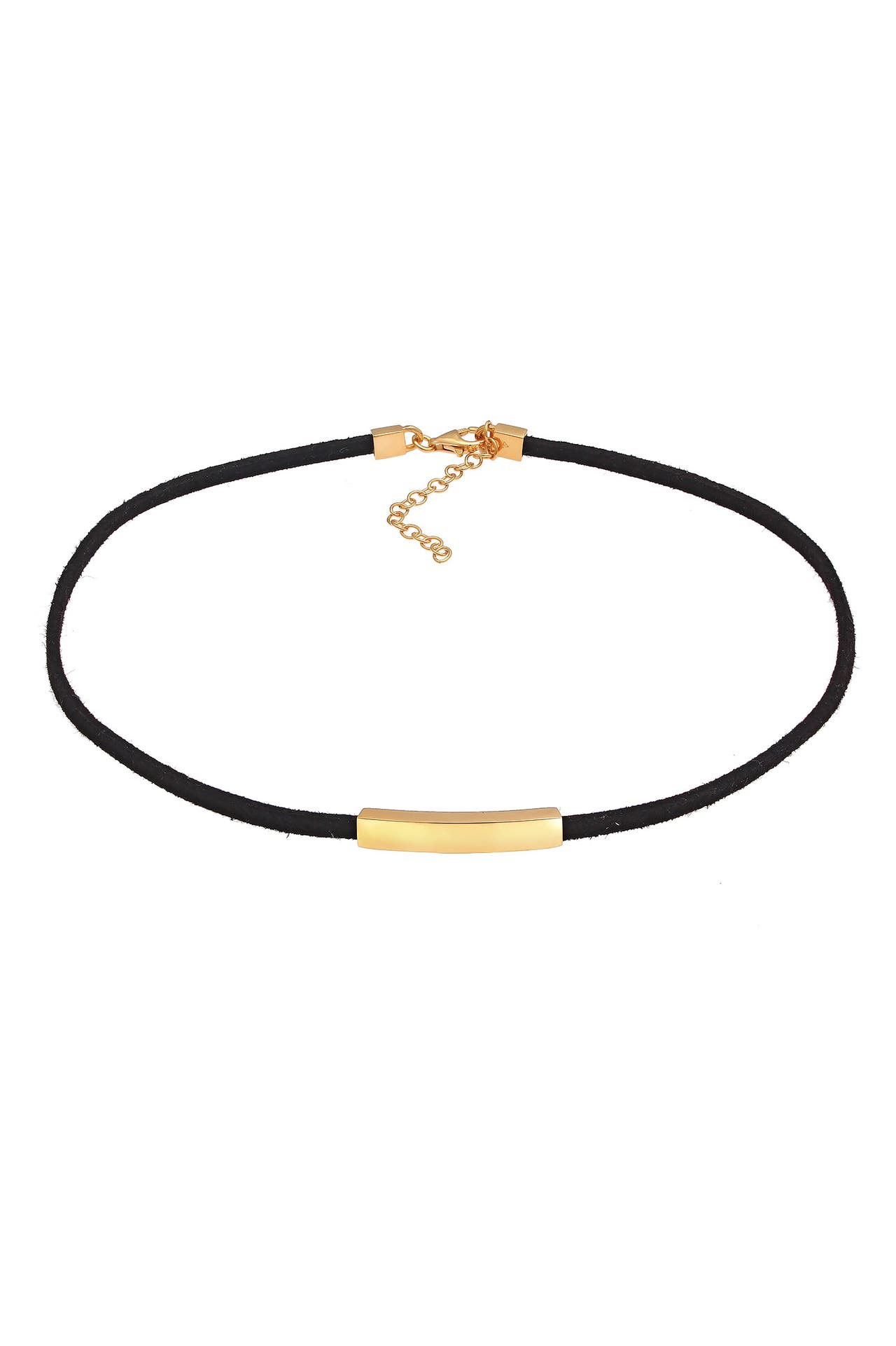 ELLI Kette Textil Choker Band Platte Schwarz 925 Silber Gold, Bild 1