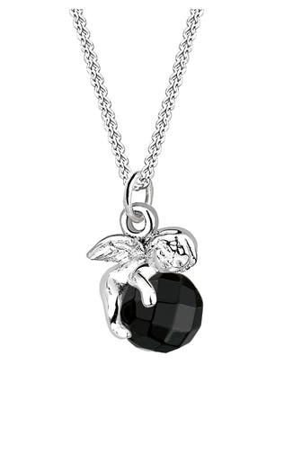 ELLI Kette Engel Onyx Schwarz 925 Sterling Silber Schwarz
