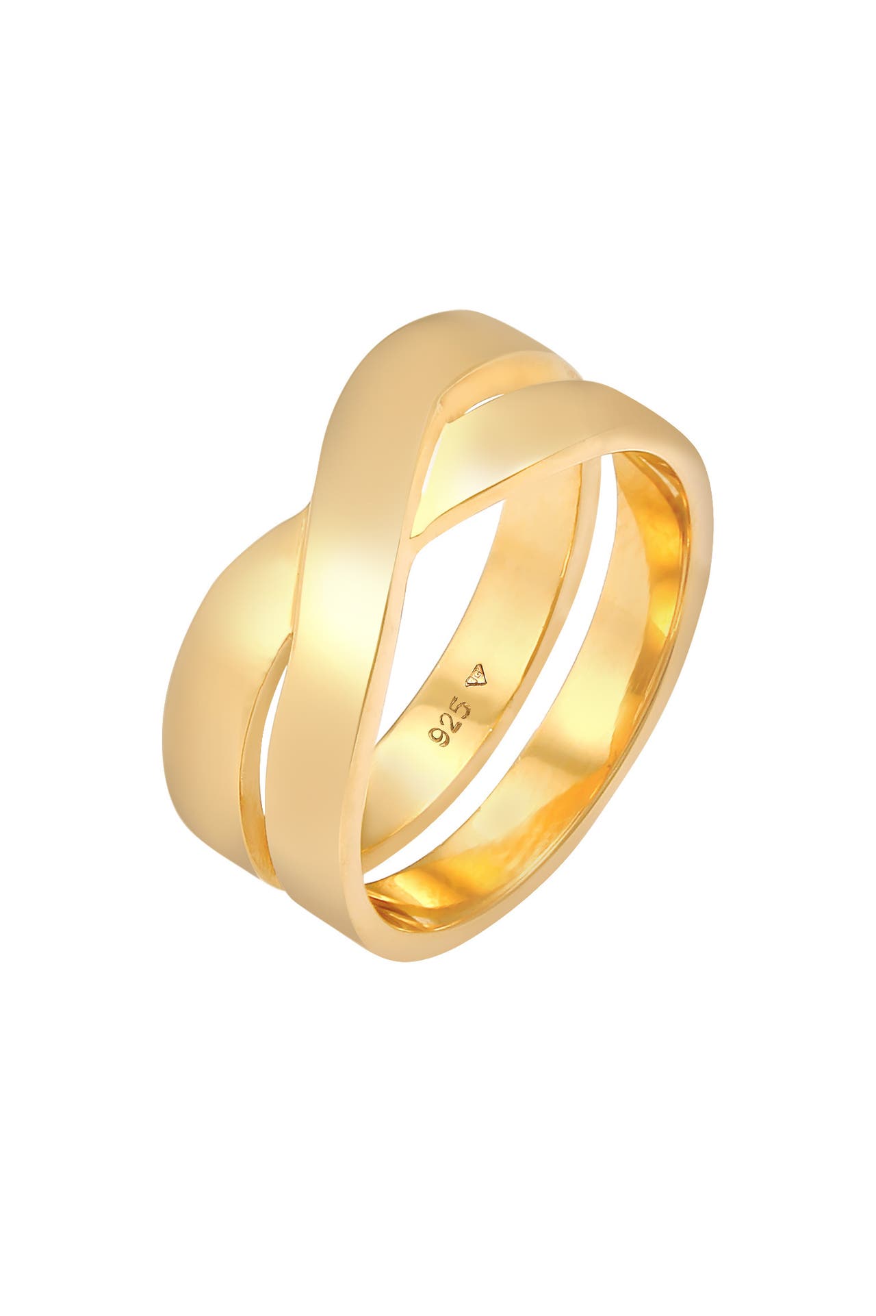 KUZZOI Ring Bandring Überkreuz 925 Silber Gold, Bild 1