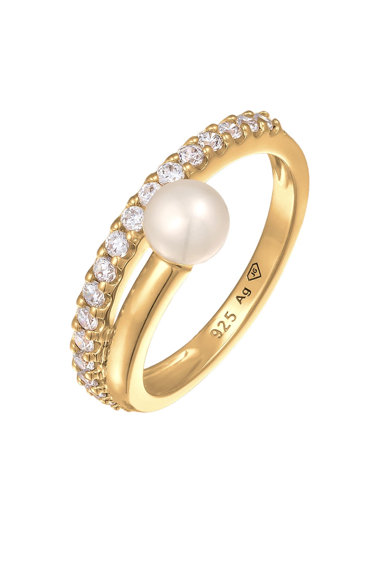 ELLI PREMIUM Ring Süßwasserperle Zirkonia 925 Silber Gold, Bild 1