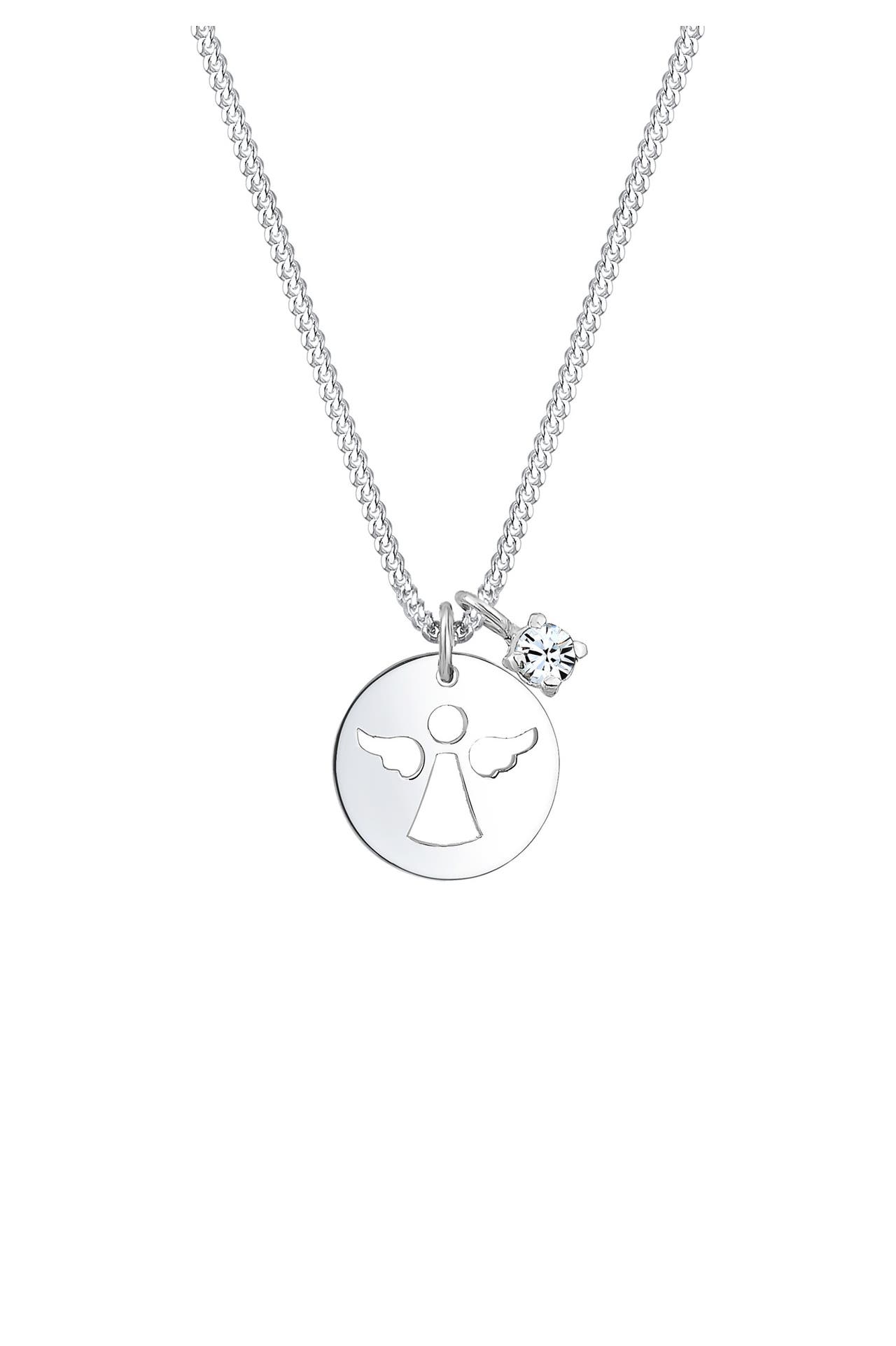 ELLI Kette Engel Weiß 925 Sterling Silber, mit Kristallen von Swarovski® Silber, Bild 1