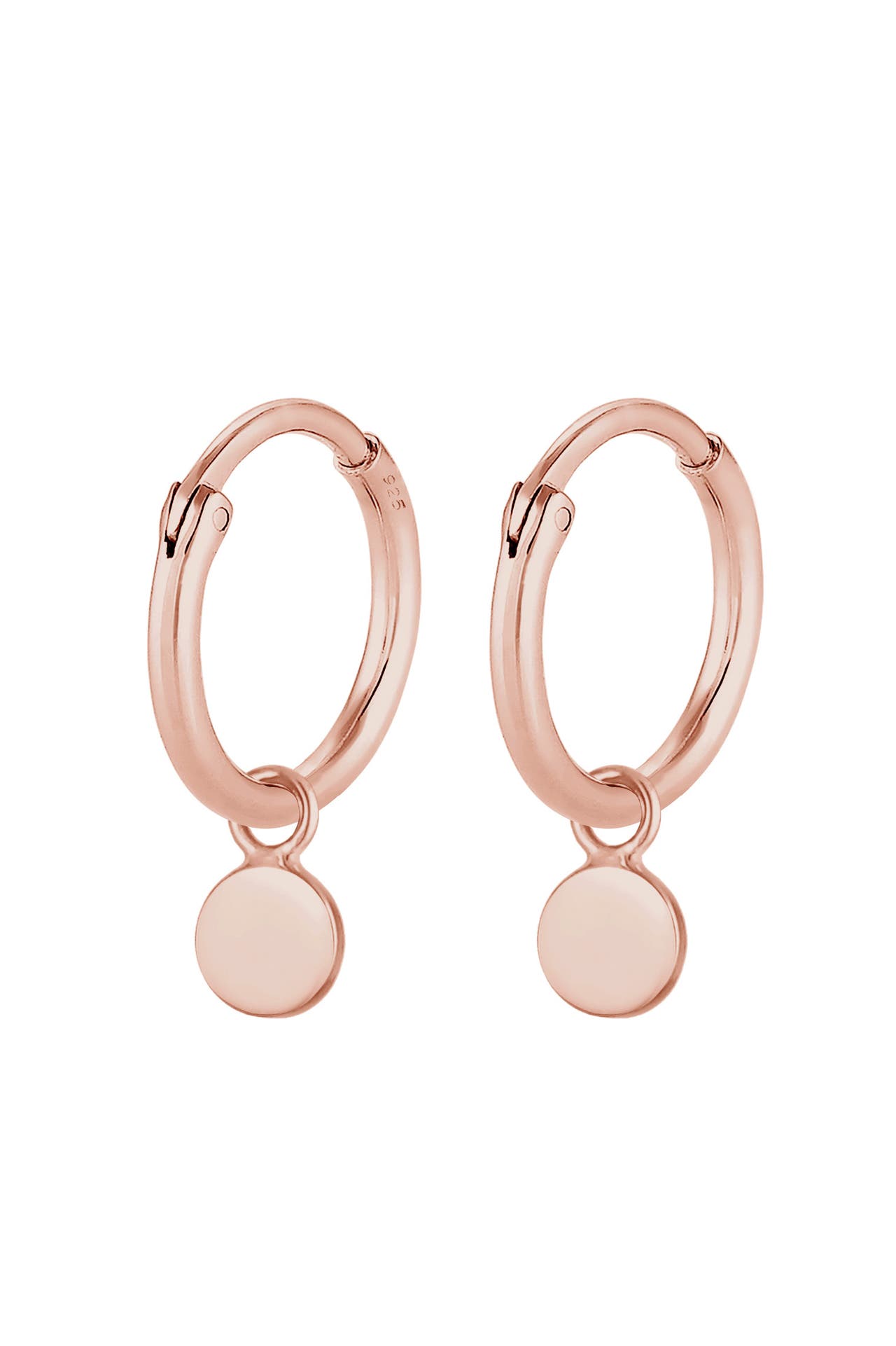 ELLI Ohrringe Creolen Hänger Plättchen Coin 925 Silber Rosegold, Bild 1