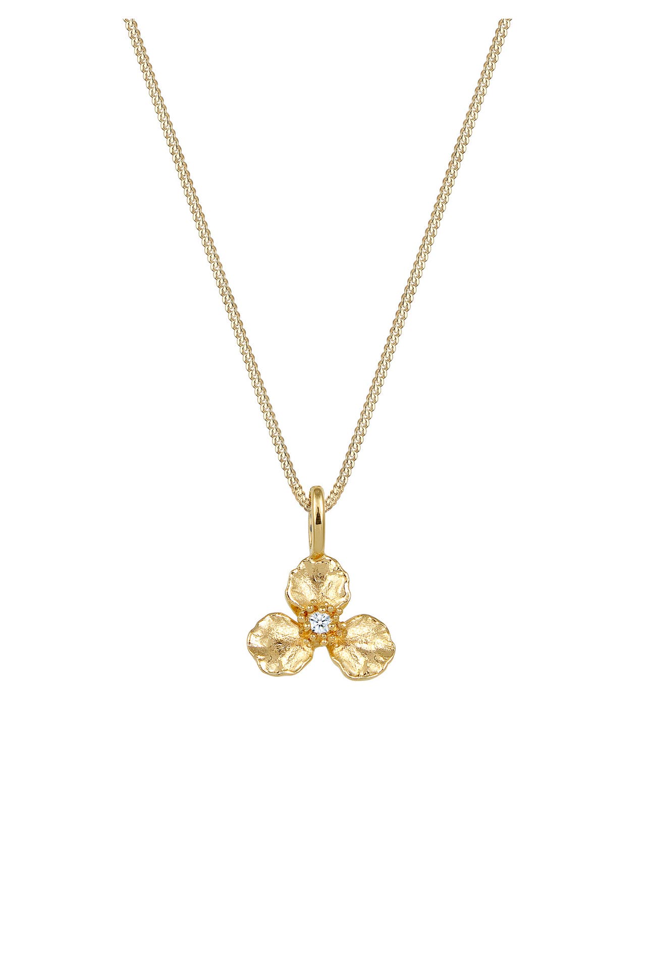 ELLI DIAMONDS Kette Blume Diamant Weiß Brillantschliff (0.015 ct) 585 Gelbgold Gold, Bild 1