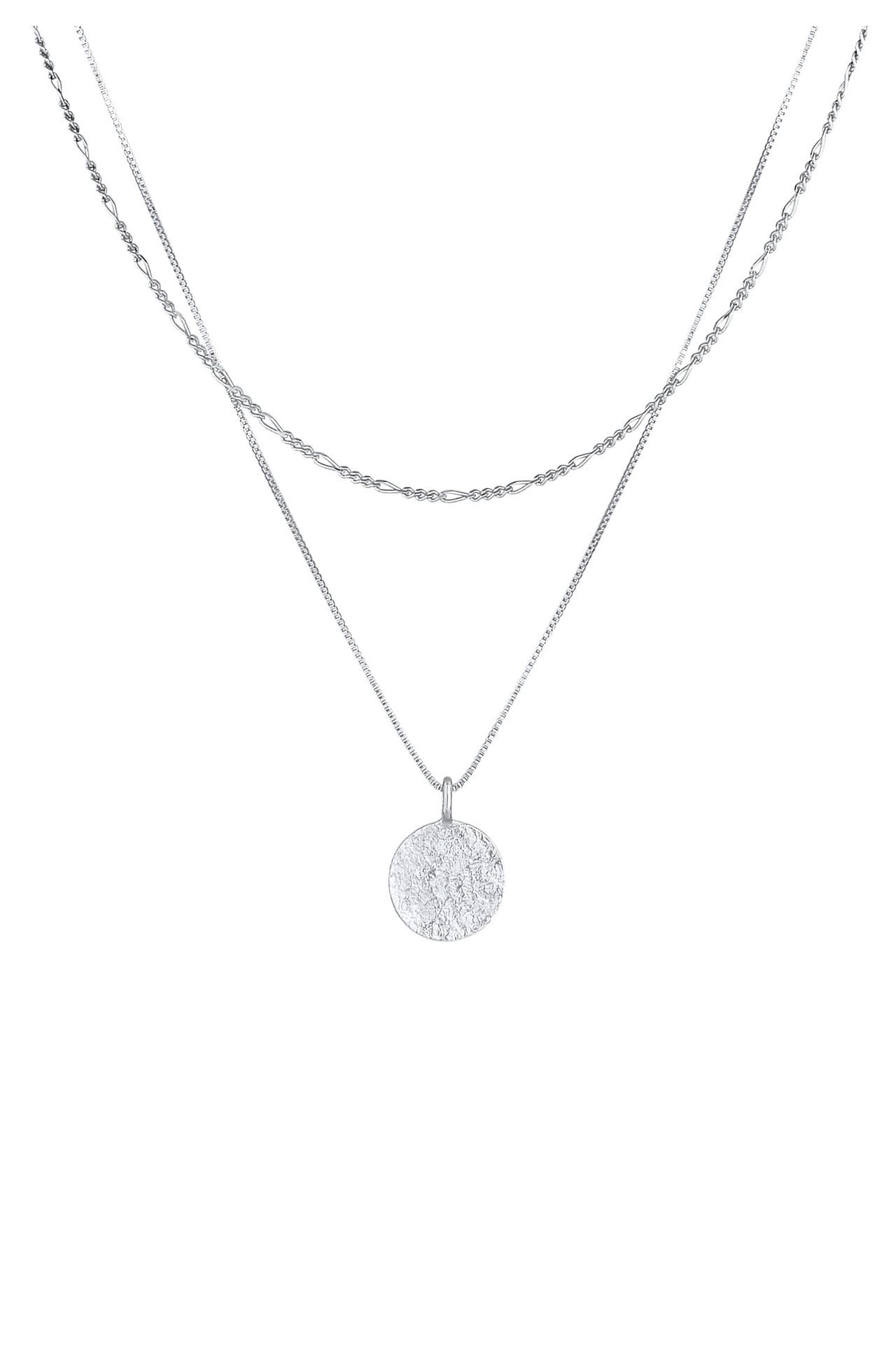 KUZZOI Kette Herren Layer Figaro Venezianer Plättchen 925 Silber Silber, Bild 1