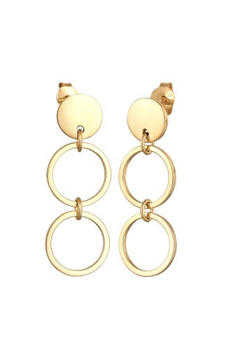 ELLI Ohrringe Hänger Plättchen Ringe Kreis 925 Silber Gold