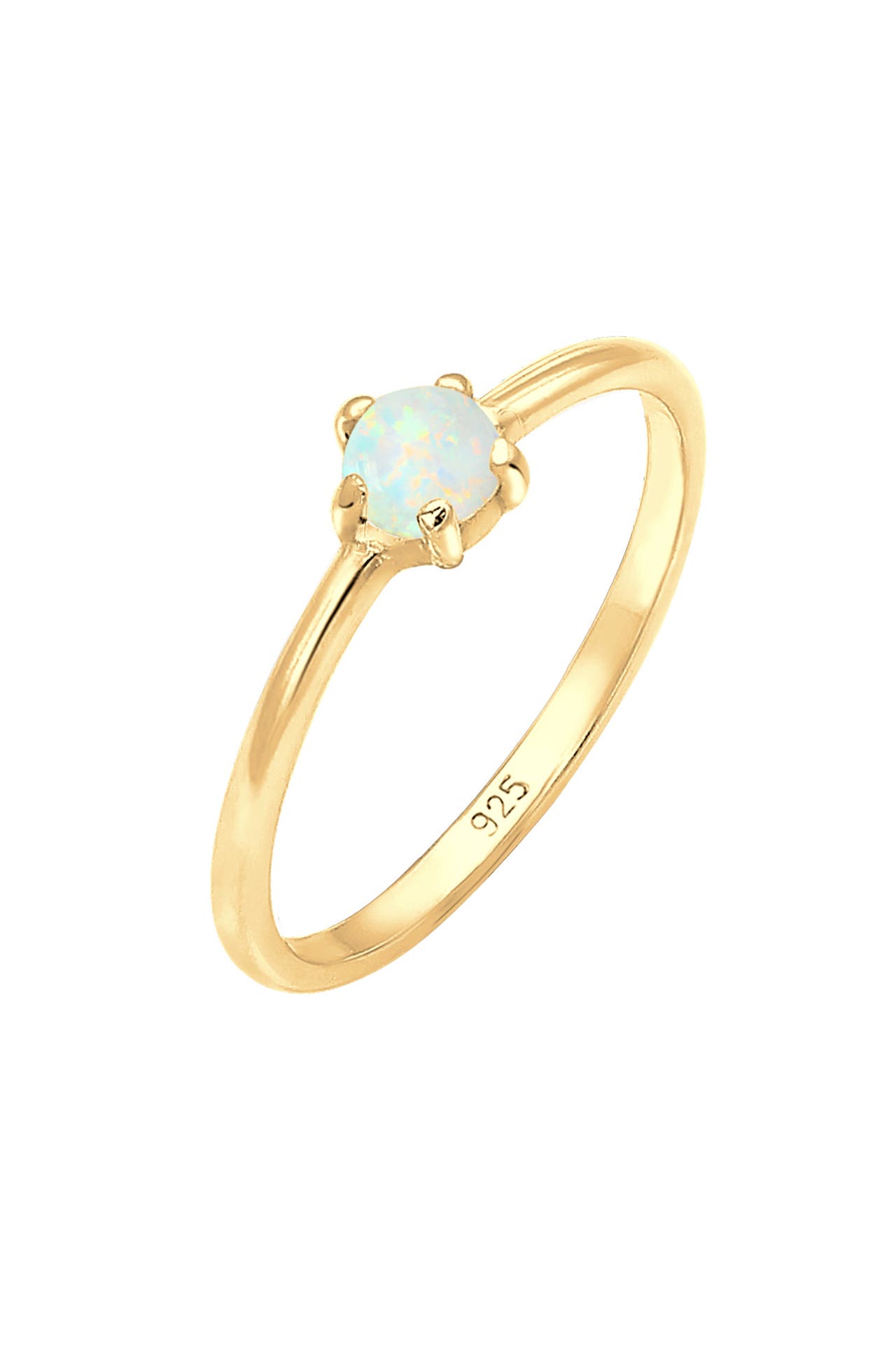ELLI Ring Silberring mit synth. Opal rund 925er Silber Gold, Bild 1