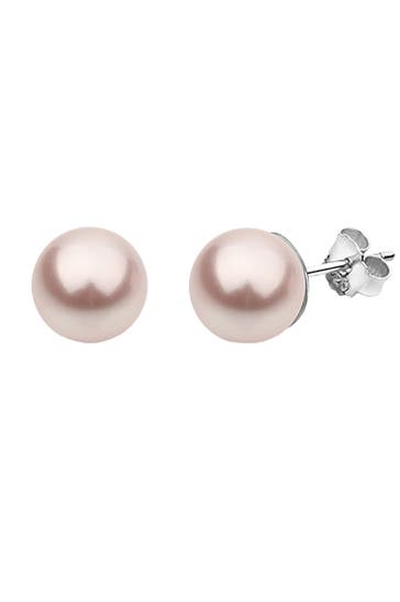 NENALINA Ohrringe Basic Synthetische Perle 925 Silber Rosa