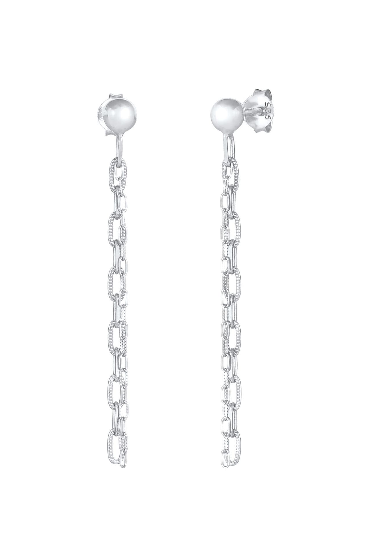 ELLI Ohrringe Ohrstecker Hänger Gliederkette Trend 925 Silber Silber, Bild 1
