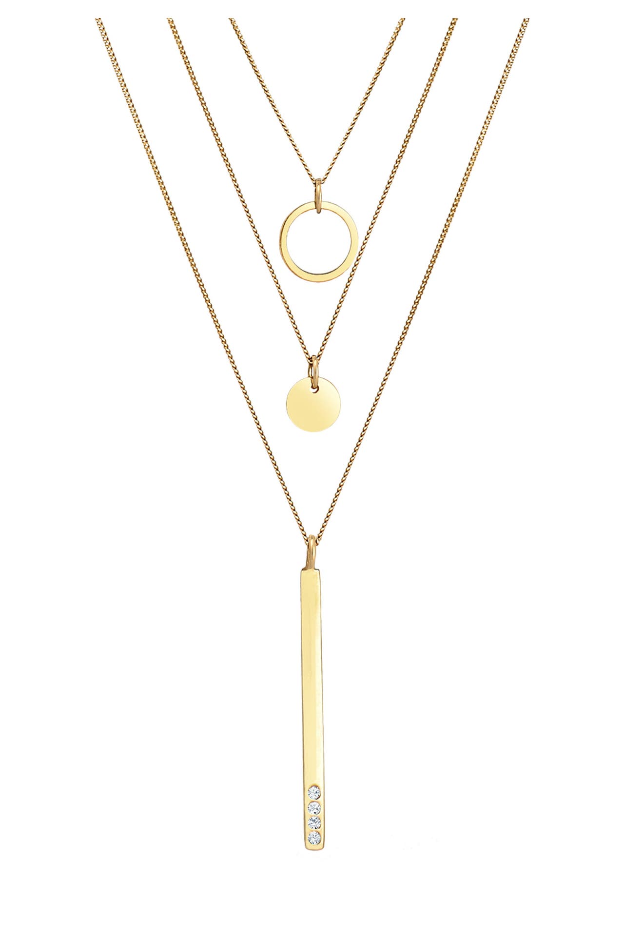 ELLI Kette Geo Kreis Layer 925 Silber, mit Kristallen von Swarovski® Gold, Bild 1