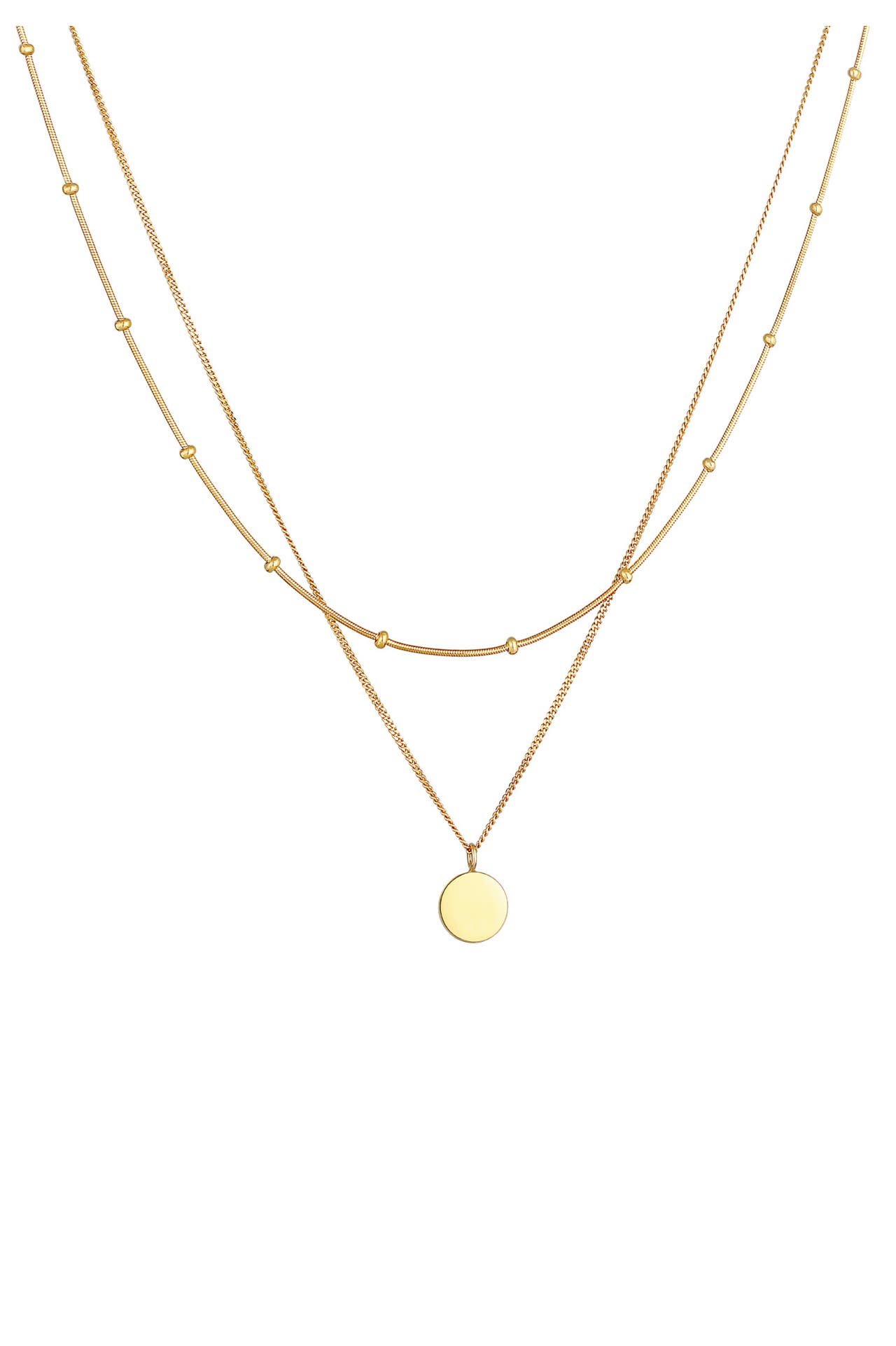ELLI Kette 2-lagig Layer Plättchen Kreis 925 Silber Gold, Bild 1