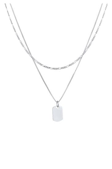 KUZZOI Kette Herren Layer Figaro Venezianer Platte 925 Silber Silber