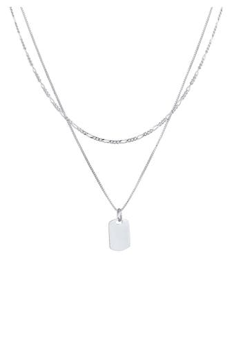 KUZZOI Kette Herren Layer Figaro Venezianer Platte 925 Silber Silber