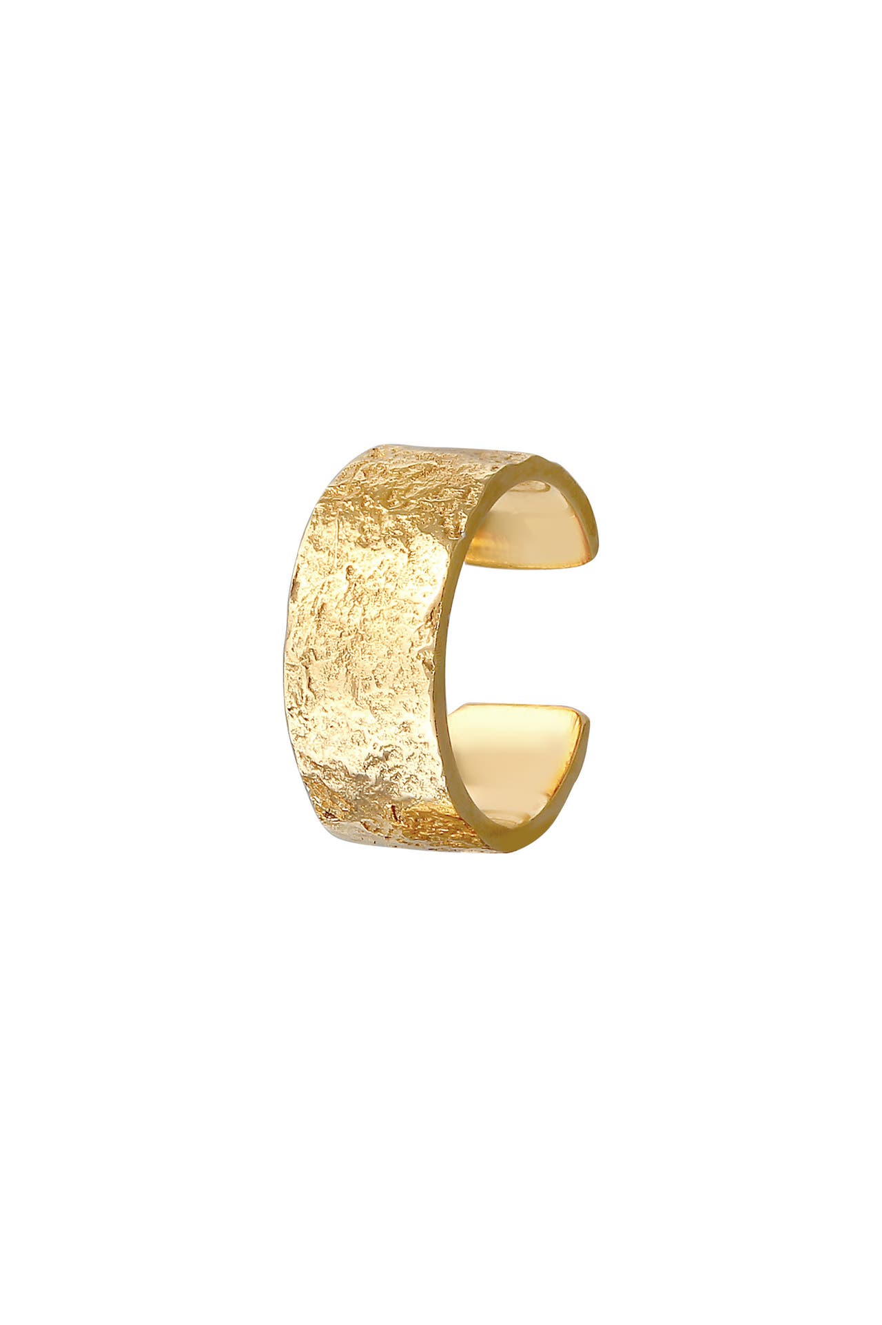 ELLI Ohrringe Earcuff Breit Basic Gehämmert 925 Silber Gold, Bild 1