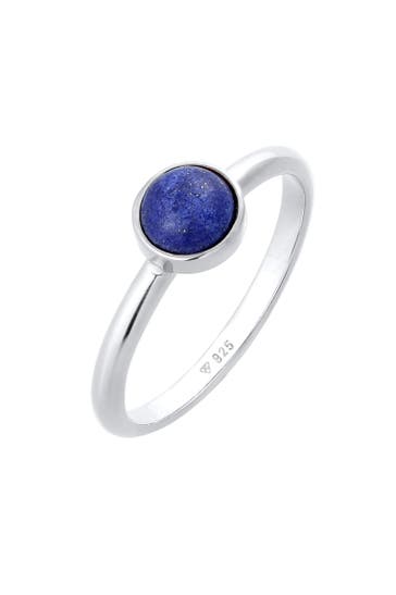 ELLI PREMIUM Ring Lapis Lazuli Edelstein Solitär 925 Silber Silber