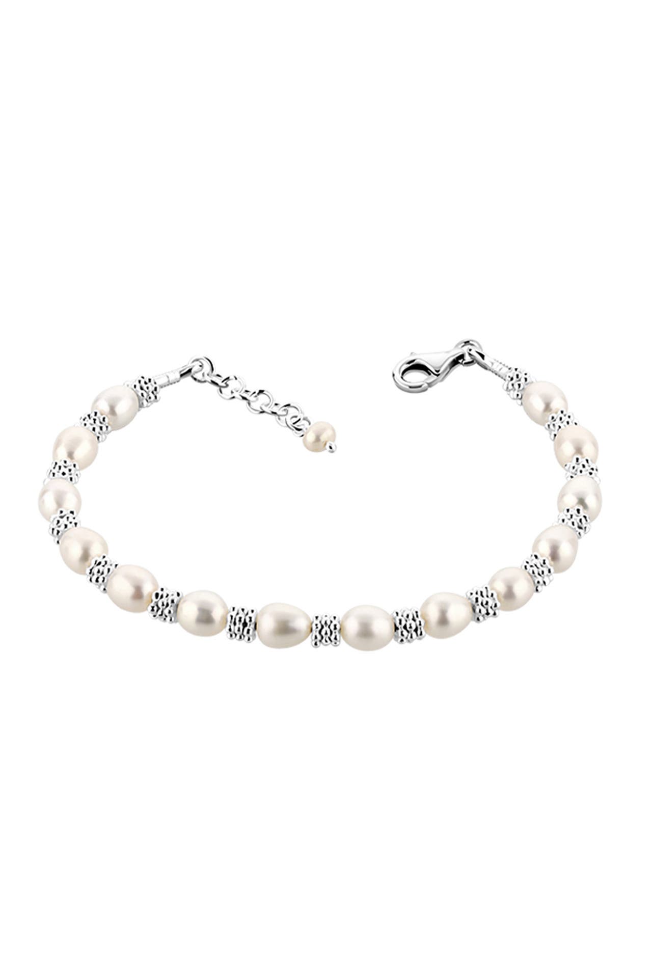 NENALINA Armband Süßwasserzuchtperle Stopper Flower Bead 925 Silber Silber, Bild 1