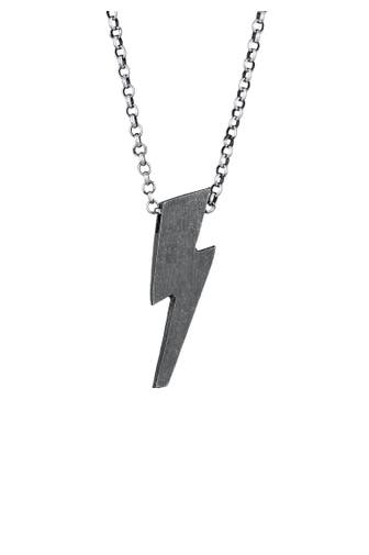 KUZZOI Kette Herren Blitz Used Look 925 Silber Grau