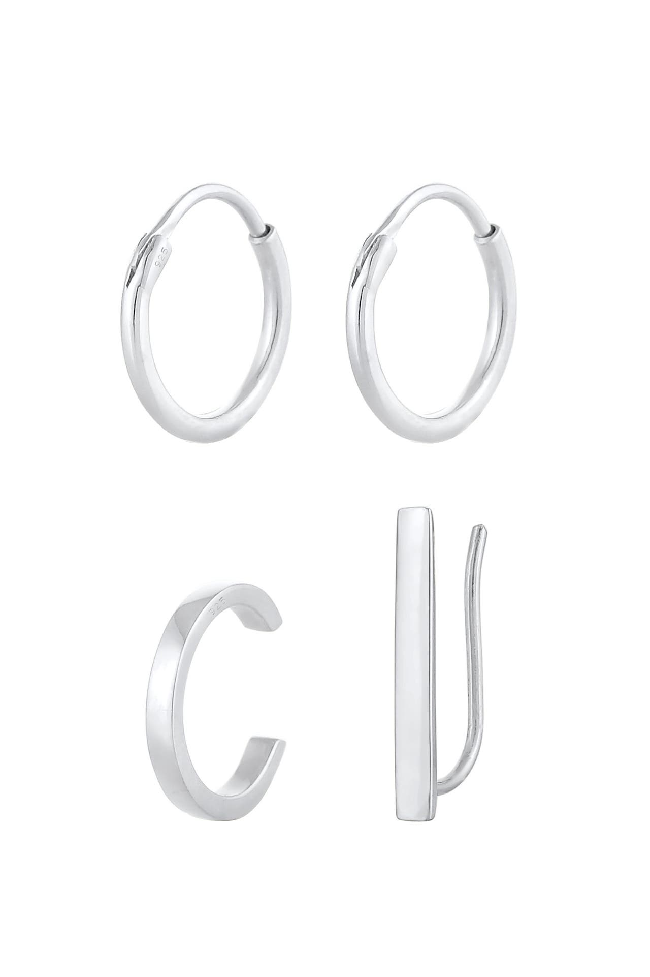 ELLI Ohrringe Creolen Ear Climber Earcuff 3er Set 925 Silber Silber, Bild 1