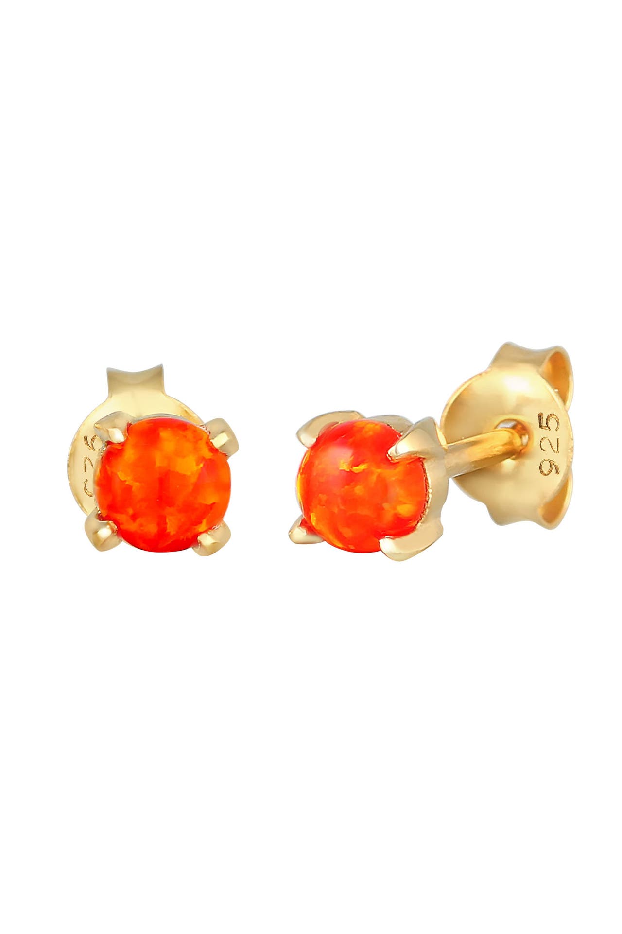 ELLI Ohrringe Stecker Opal Rund Synthetisch 925 Silber Rot, Bild 1