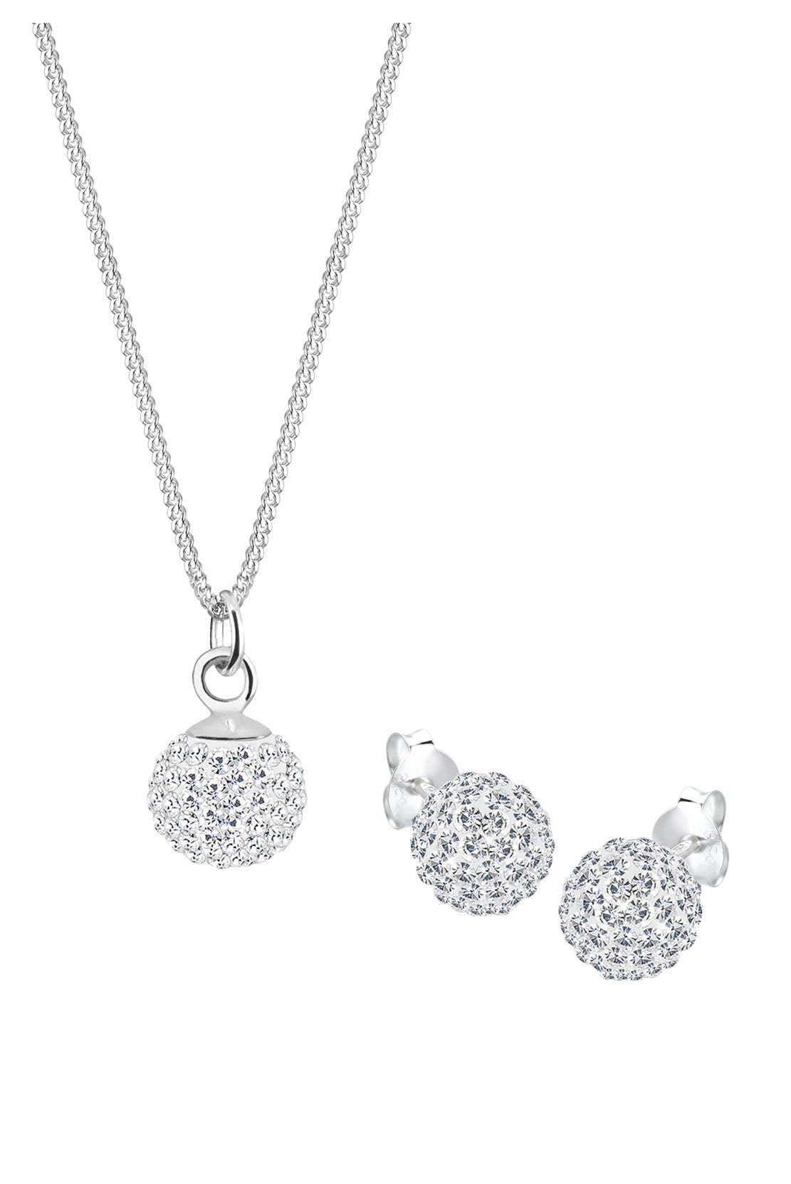 ELLI Schmuckset Kugel 925 Sterling Silber, mit Kristallen von Swarovski® Weiß, Bild 1