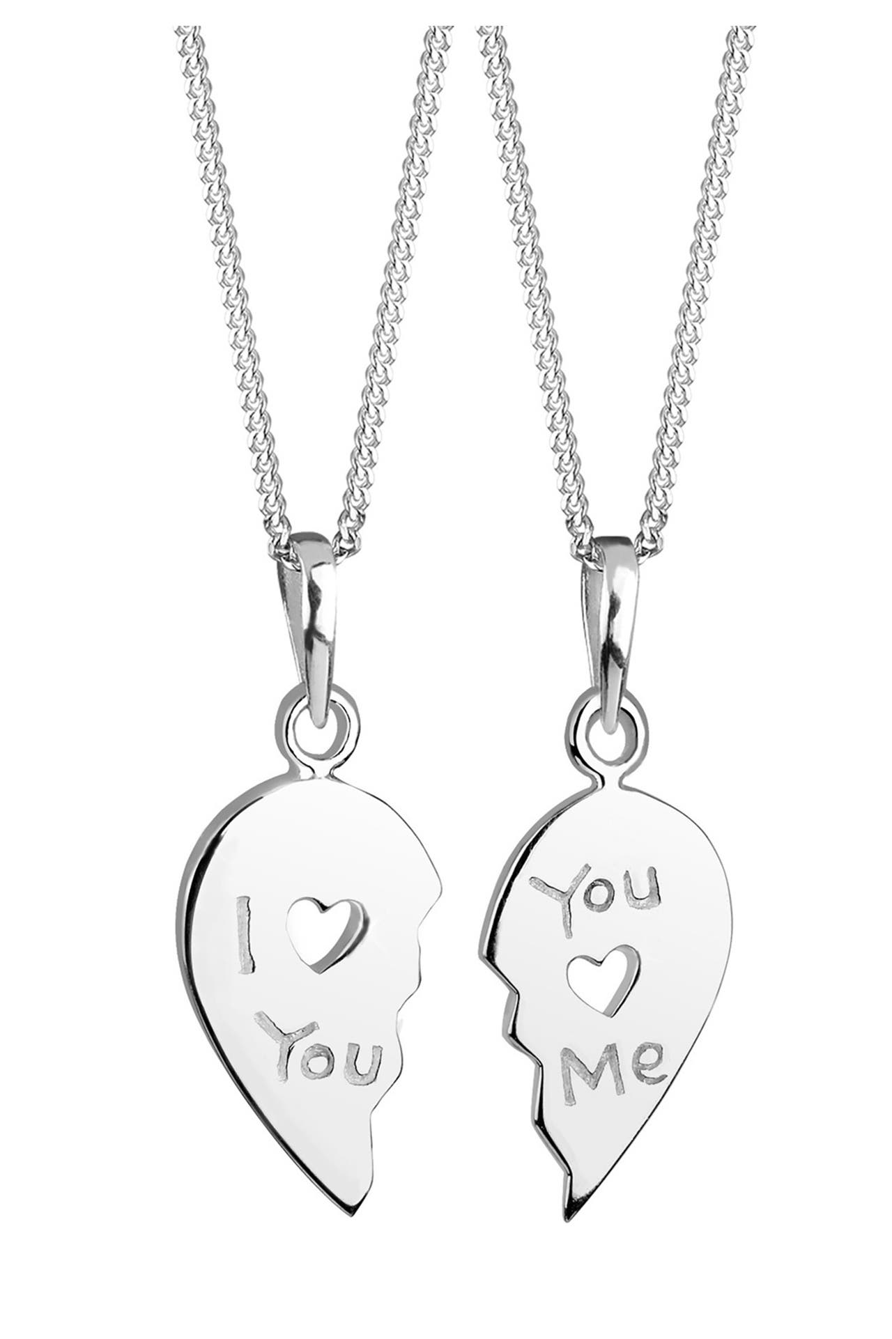 ELLI Kette Set Partnerketten Herz Schriftzug 925 Sterling Silber Silber, Bild 1