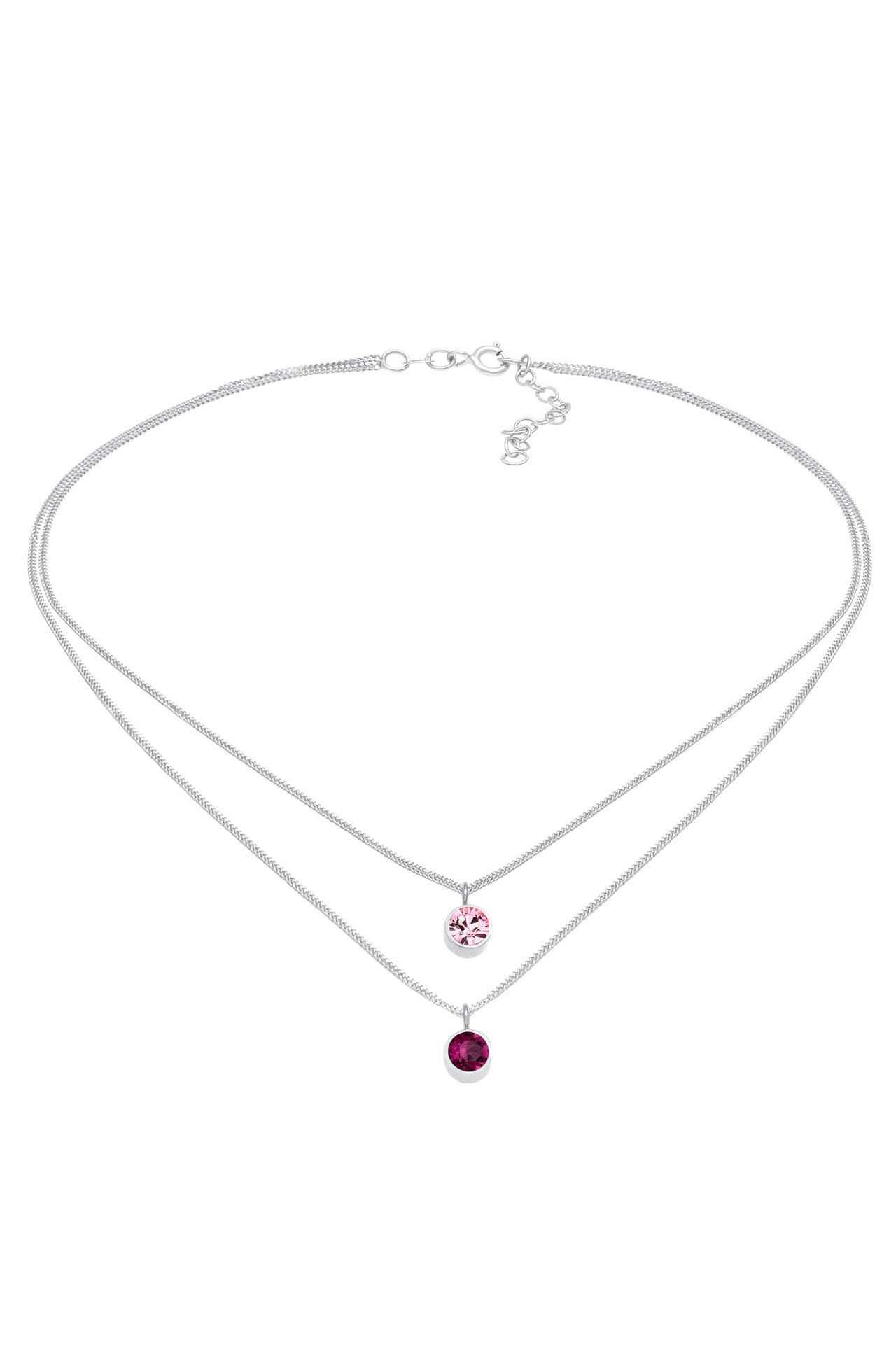 ELLI Kette Choker Layer Rund 925 Silber, mit Kristallen von Swarovski® Pink, Bild 1