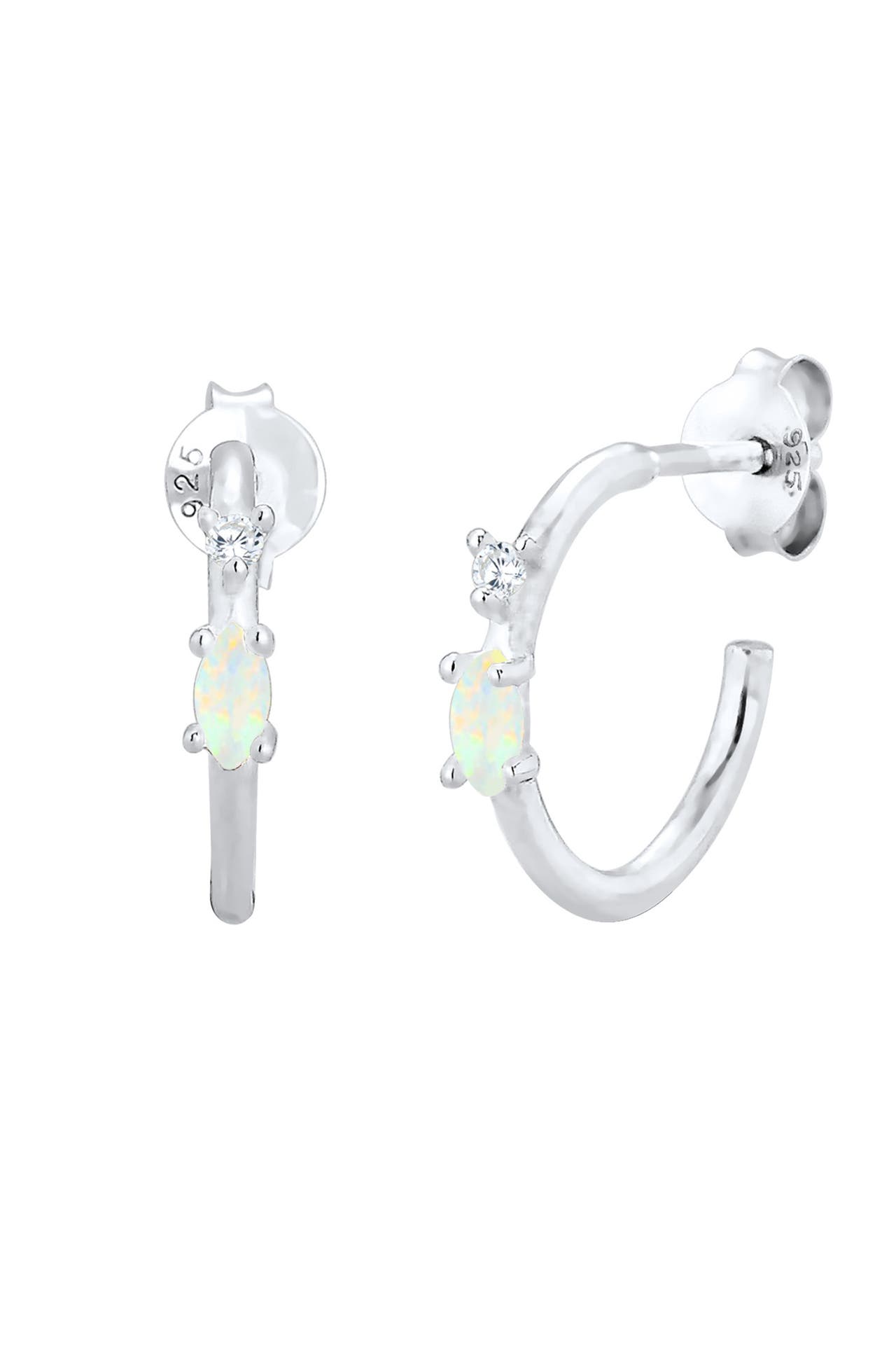 ELLI Ohrringe Stecker Opal Marquise und Zirkonia 925 Silber Silber, Bild 1