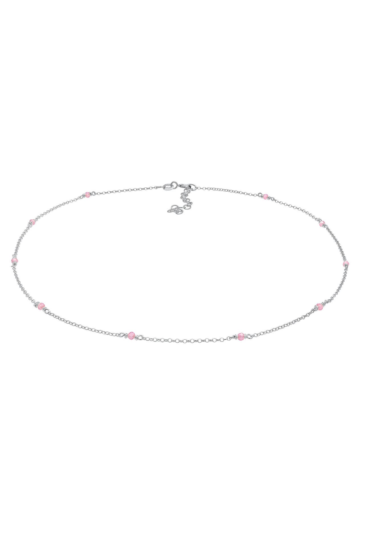 ELLI Kette Choker Rosa Quarz Kugeln Perlen 925 Silber Silber, Bild 1
