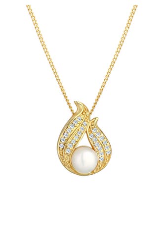 ELLI DIAMONDS Kette Diamanten Weiß Brillantschliff (0.13 ct) 585 Gelbgold Gold