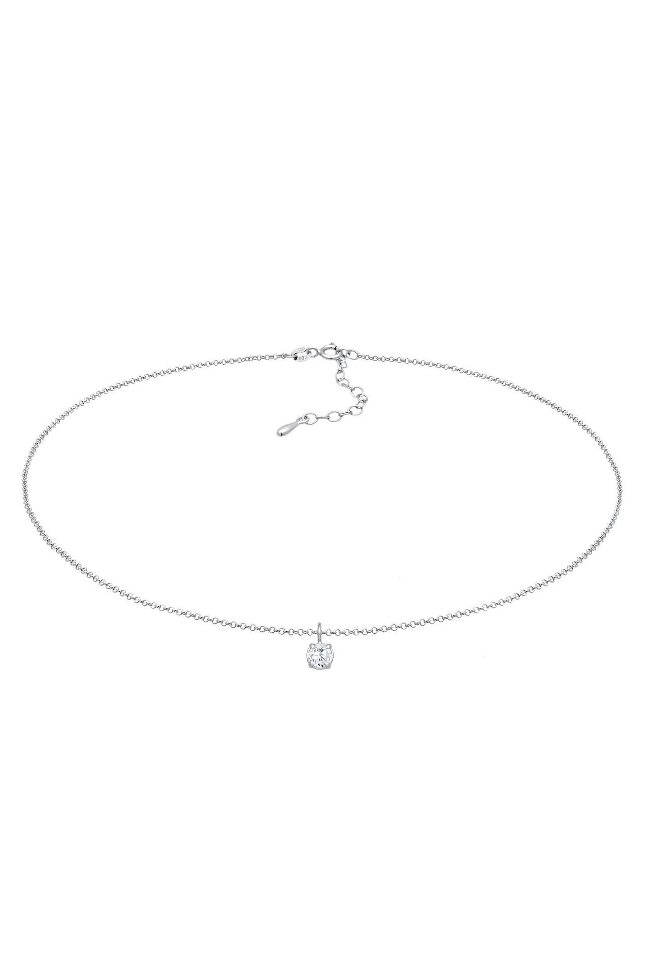 ELLI Kette Choker Zirkonia Solitär Basic 925 Sterling Silber Weiß, Bild 1