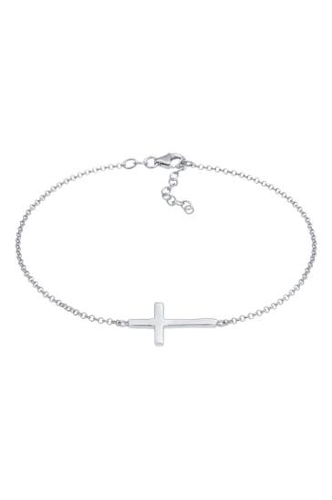 ELLI Fusskettchen Kreuz Religion Glaube Filigran Trend 925 Silber Silber