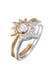 Ring Mond Sonne Zirkonia 2er Set 925 Sterling Silber vergoldet Zweifarbig