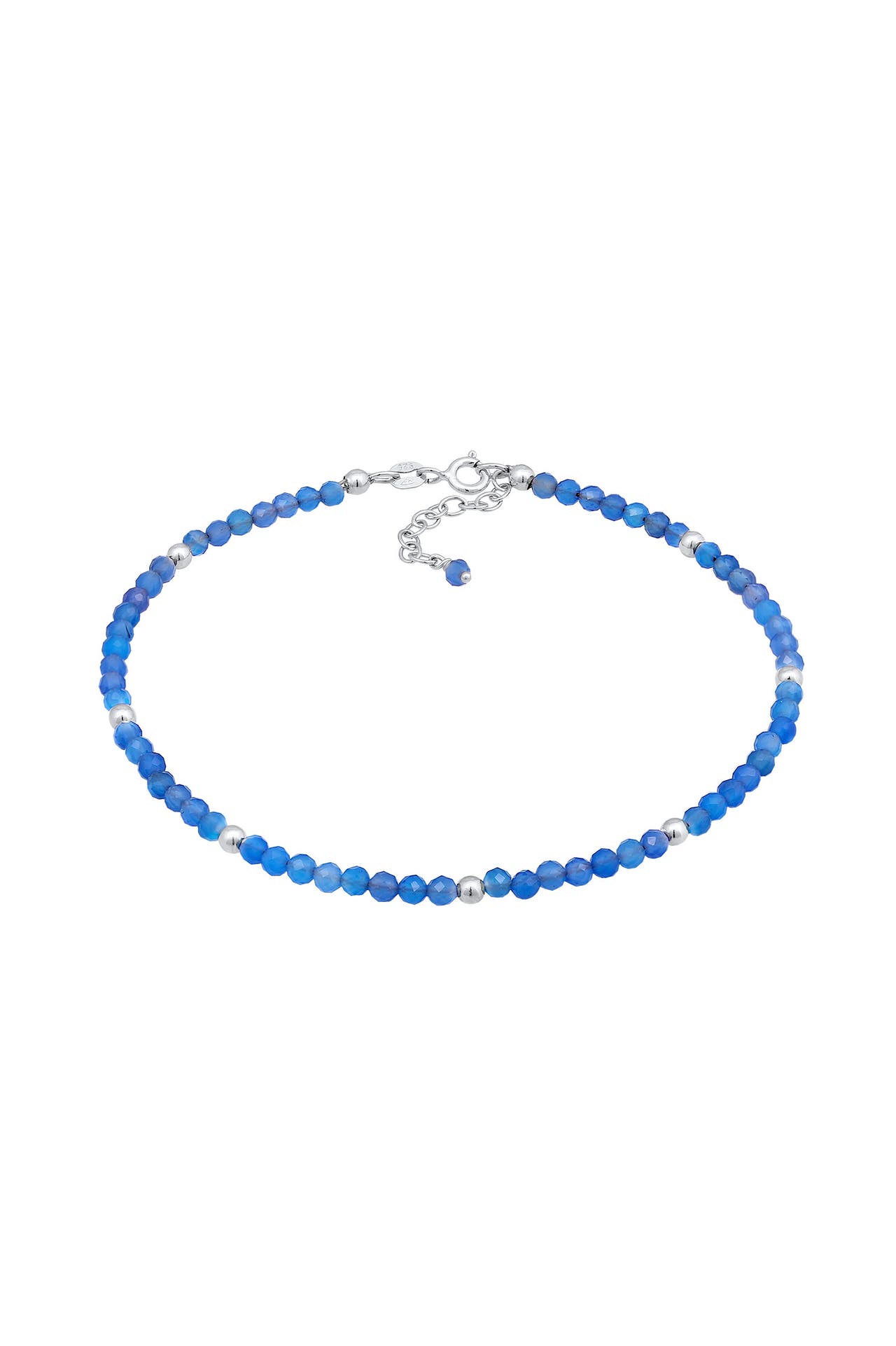 ELLI Fusskettchen Achat Perlen Blau Sommer Strand 925 Silber Silber, Bild 1