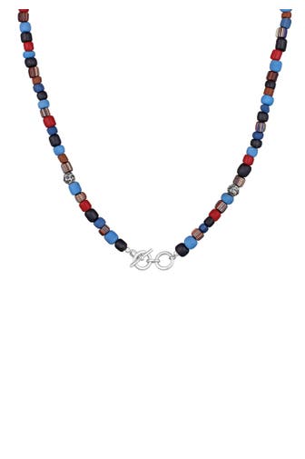 KUZZOI Kette Glas Beads Blau Vintage Look 925 Silber Blau