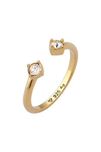 ELLI Ring Weiß Offenes Design 925 Sterling Silber vergoldet, mit Kristallen von Swarovski® Gold