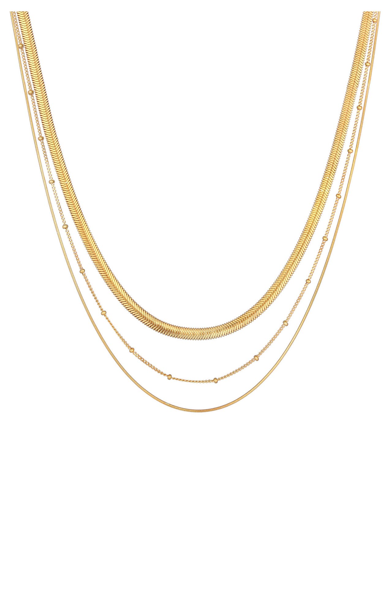 ELLI PREMIUM Kette Halskette Layer 3-reihig Flach Rund Kugelkette 925 Sterling Silber Gold, Bild 1