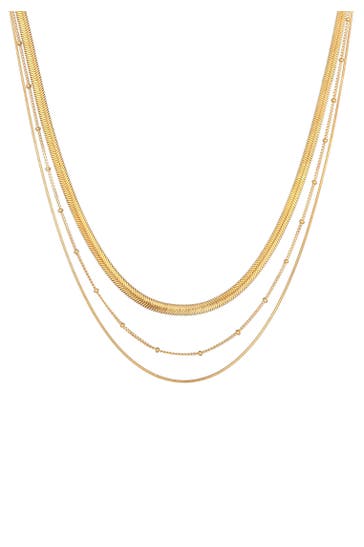 ELLI PREMIUM Kette Halskette Layer 3-reihig Flach Rund Kugelkette 925 Sterling Silber Gold